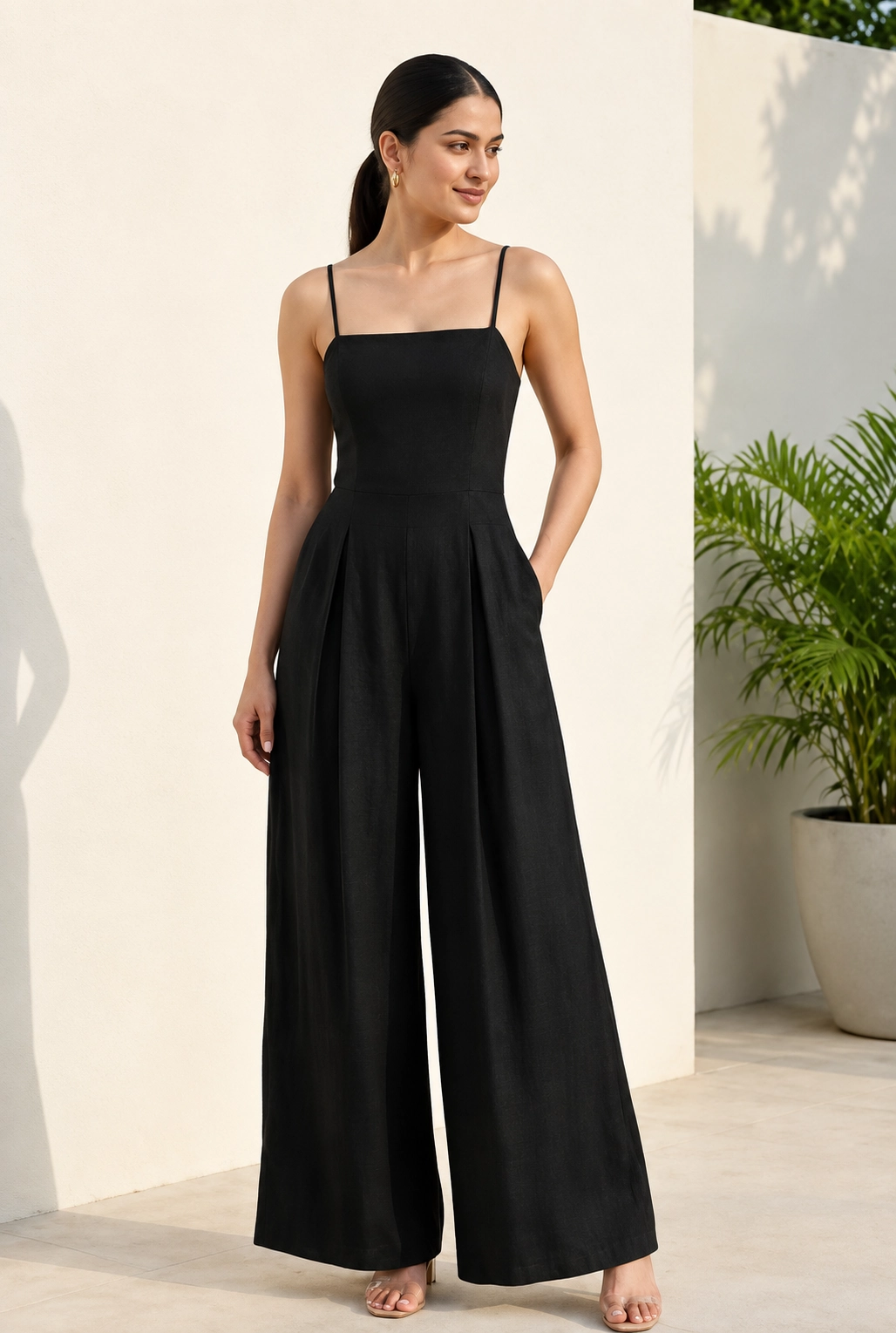 The Midnight Muse Black Wide-Leg Jumpsuit | ALORAH | ALORAH